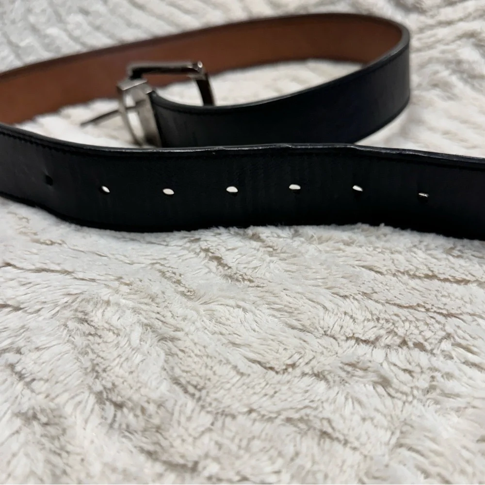 Men's Dickies Black Leather Belt with Silver Buckle, 1.5